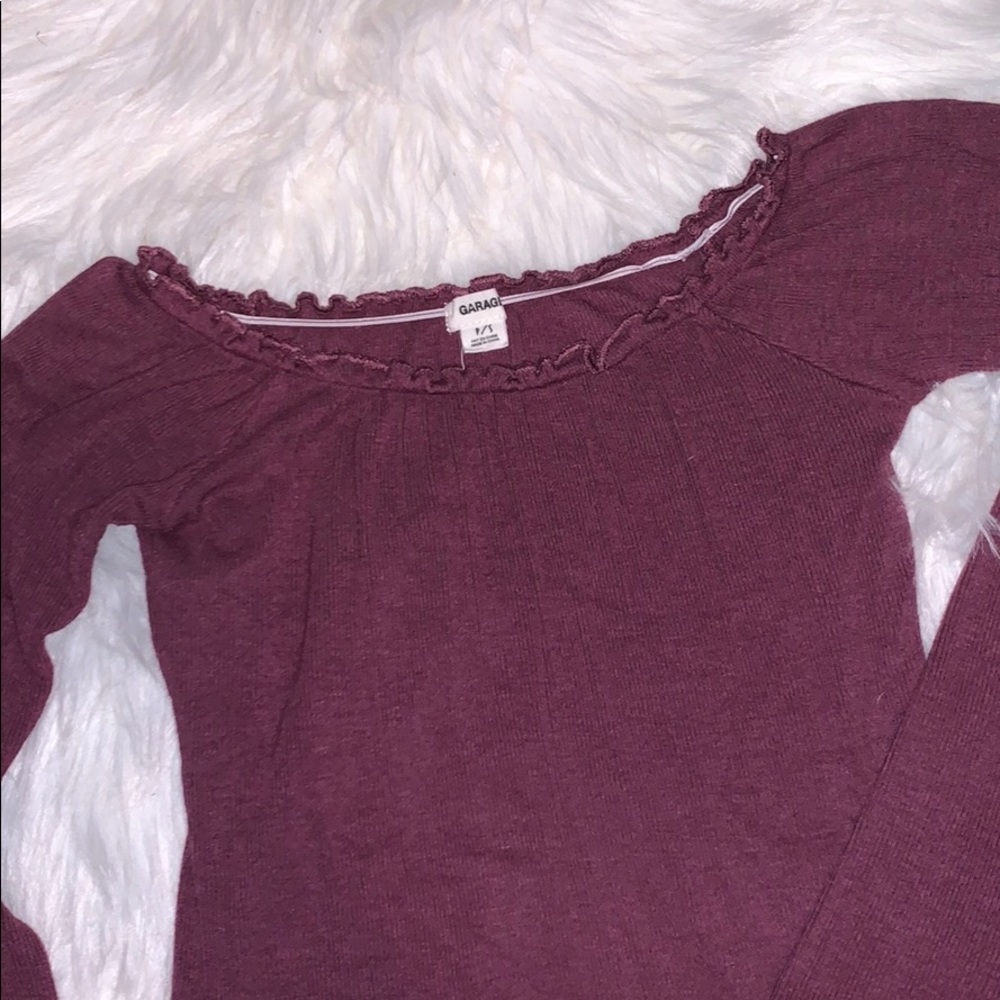long sleeve off the shoulder crop top